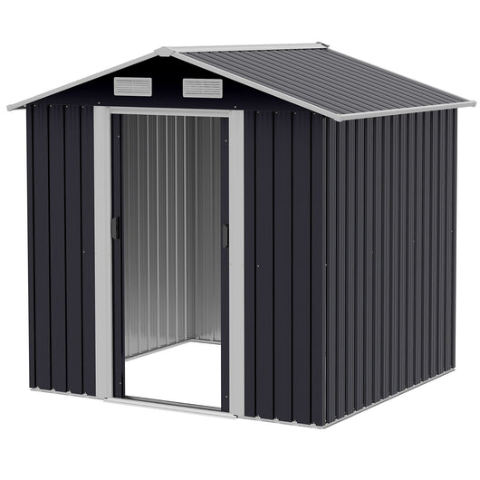 Casetta Box da Giardino Porta Utensili 200x150x190 cm in Acciaio Zincato Nero