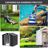 EasyComfort Capanno da Giardino 2x1.5x1.9m in Acciaio Zincato, Doppia Porta Scorrevole e 4 Prese d'aria