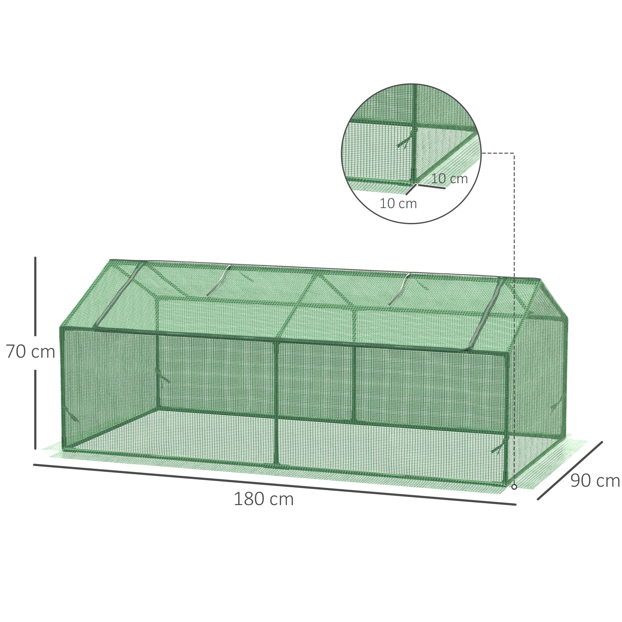 EasyComfort Serra Piccola per Giardino e Balcone con Finestre e Copertura in PE, 180x90x70cm, Verde