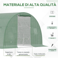 EasyComfort Serra a Tunnel da Esterno 4.5x3x2m con Copertura in PE, Porta con Cerniera e 6 Finestre, Verde