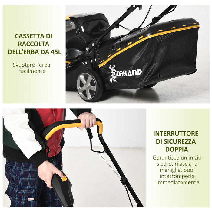 EasyComfort Tagliaerba a Batteria 40V, Motore 800W, Lama da 42cm con 6 Altezze di Taglio 25-75mm e Sacco di Raccolta 45L