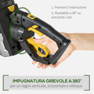 EasyComfort Tagliasiepi Elettrico a Batteria con Impugnatura Ergonomica Regolabile 180° e Lama da 52cm