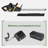 EasyComfort Tagliasiepi Elettrico a Batteria con Impugnatura Ergonomica Regolabile 180° e Lama da 52cm