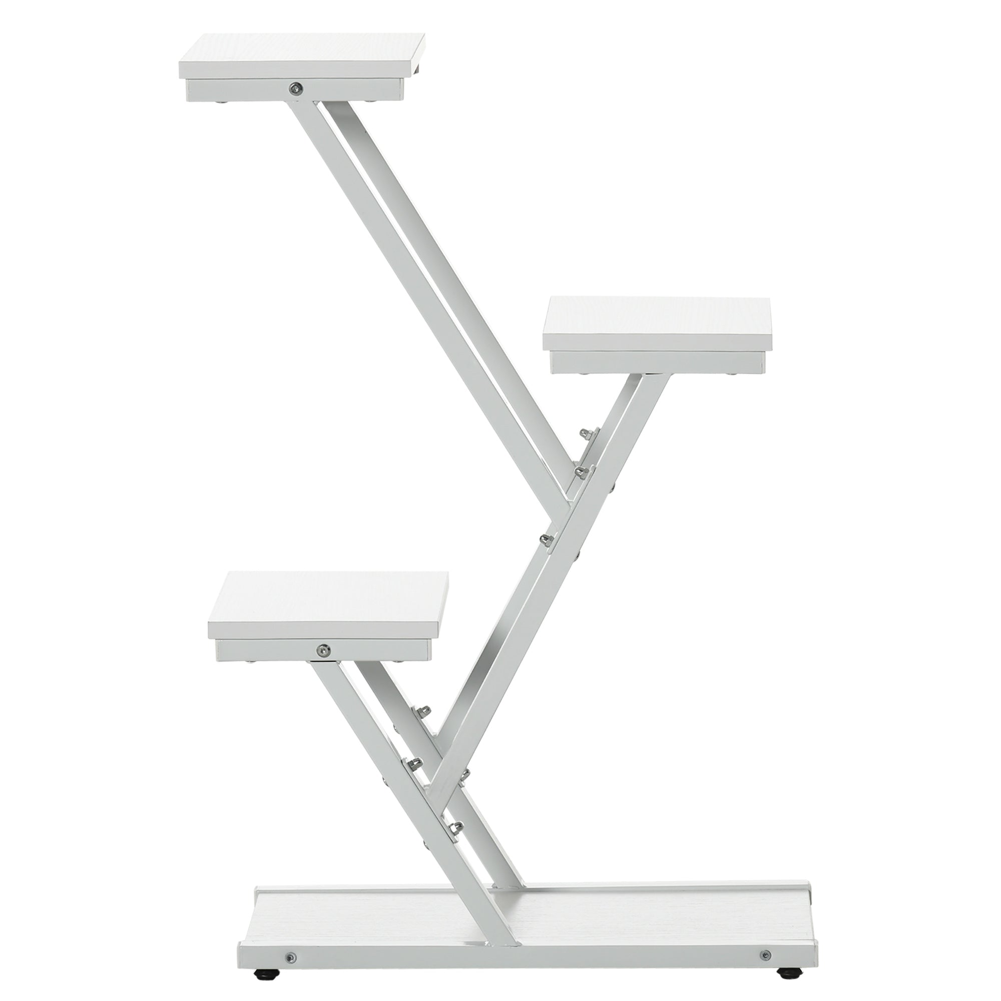 EasyComfort Scaletta Portavasi a 4 Livelli per Interni ed Esterni in MDF e Acciaio, 50.5x24x81 cm, Bianco