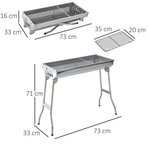 Easycomfort Griglia BBQ a Carbonella, Barbecue Portatile e Pieghevole in Acciaio Inox 73×33×71cm