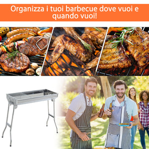 Easycomfort Griglia BBQ a Carbonella, Barbecue Portatile e Pieghevole in Acciaio Inox 73×33×71cm