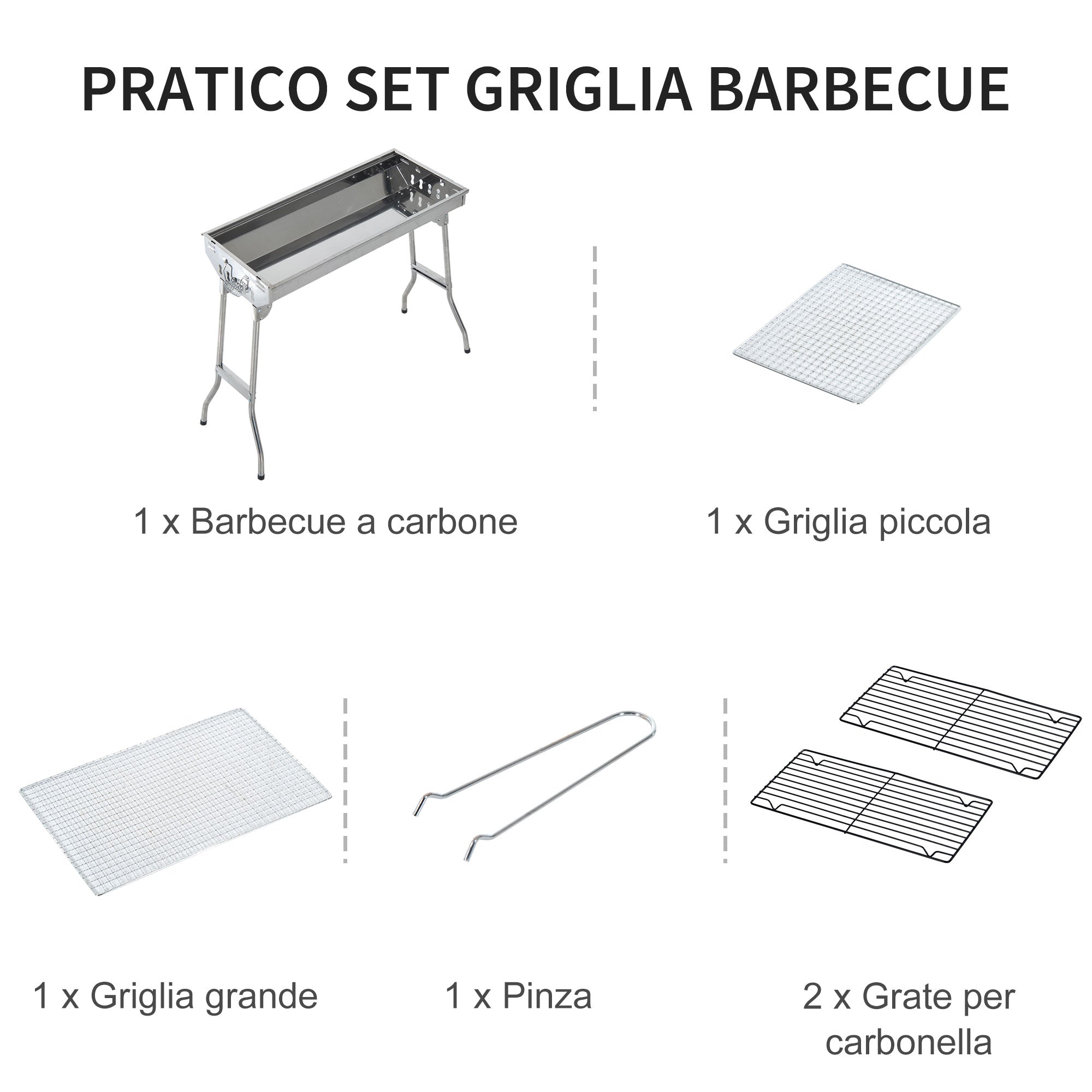 Easycomfort Griglia BBQ a Carbonella, Barbecue Portatile e Pieghevole in Acciaio Inox 73×33×71cm