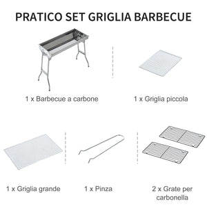 Easycomfort Griglia BBQ a Carbonella, Barbecue Portatile e Pieghevole in Acciaio Inox 73×33×71cm