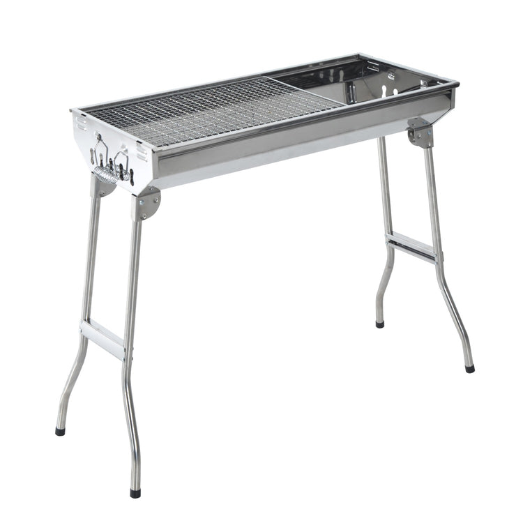 Easycomfort Griglia BBQ a Carbonella, Barbecue Portatile e Pieghevole in Acciaio Inox 73×33×71cm