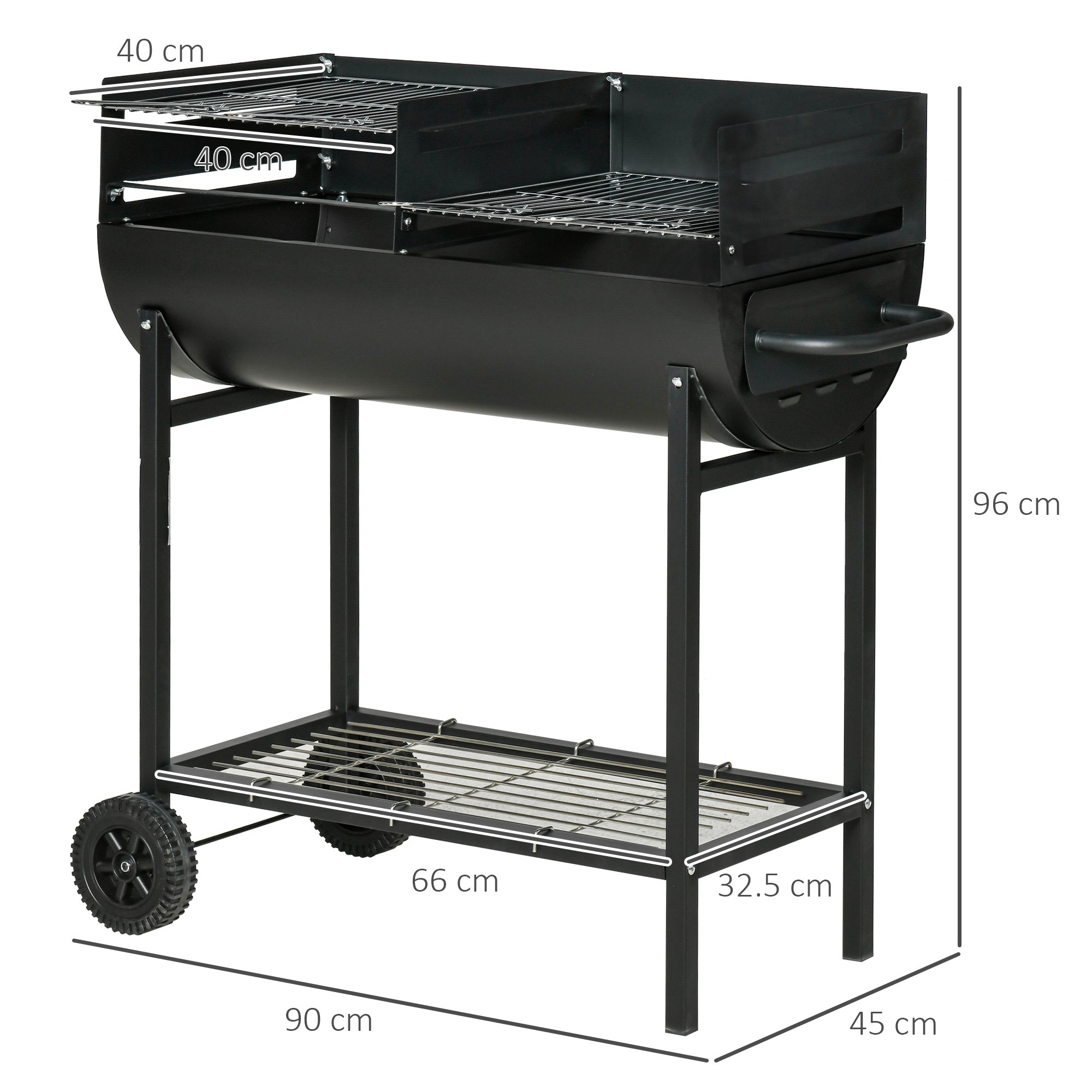 Barbecue a Carbone Carbonella in Acciaio 90x45x96 cm  Rush Nero