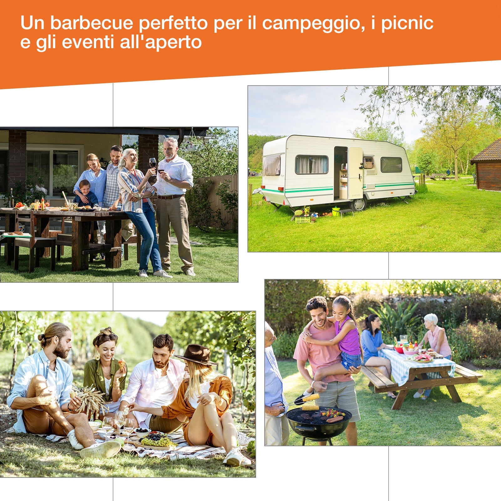 Barbecue a Carbone Carbonella in Acciaio 90x45x96 cm  Rush Nero