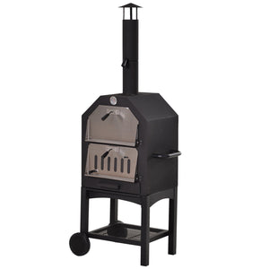 Easycomfort Forno per Pizza Barbecue a Carbonella, BBQ da Esterni/Giardino in Acciaio Inox con Termometro, 64x54x160cm