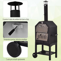 Easycomfort Forno per Pizza Barbecue a Carbonella, BBQ da Esterni/Giardino in Acciaio Inox con Termometro, 64x54x160cm