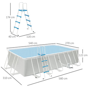 EasyComfort Piscina Fuori Terra in Acciaio e PVC Rinforzato con Filtro, 580x310x122cm, Grigio Chiaro