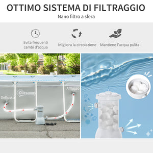 EasyComfort Piscina Fuori Terra in Acciaio e PVC Rinforzato con Filtro, 580x310x122cm, Grigio Chiaro