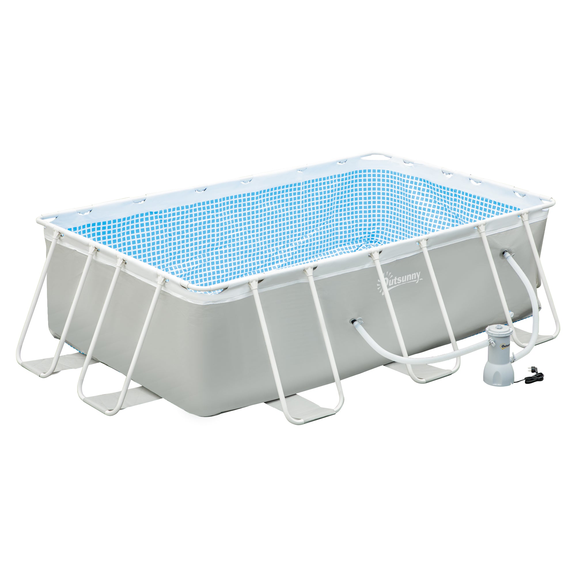 EasyComfort Piscina Fuori Terra da Giardino Rettangolare con Pompa di Filtraggio, 340x215x80cm, Grigia