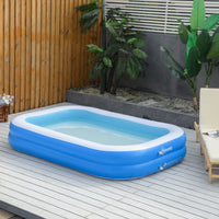 EasyComfort Piscina Gonfiabile Rettangolare da Esterni per 1-2 Adulti in PVC Resistente, 2 Camere d'Aria e Valvola di Scarico, 262x176x56cm, Blu