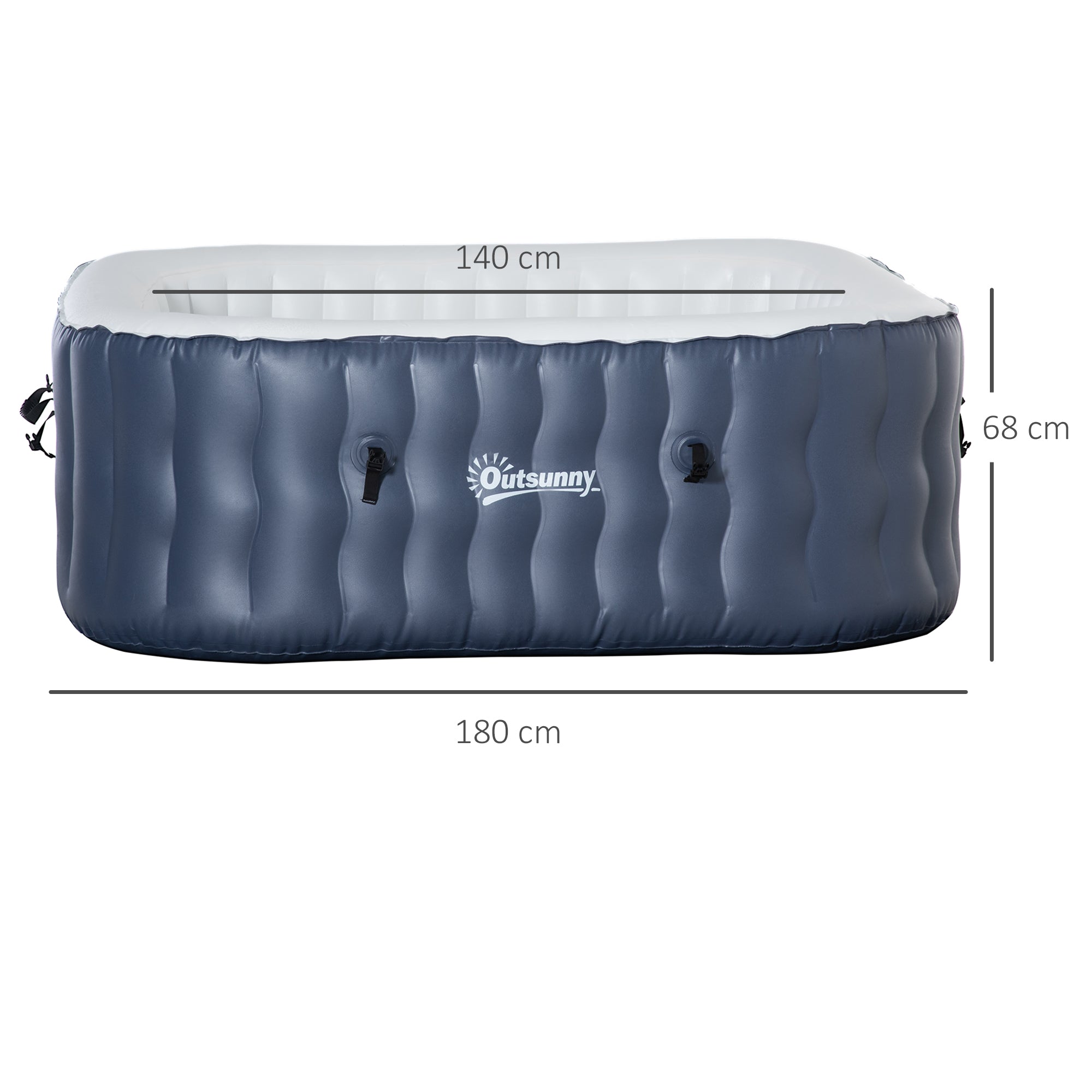 EasyComfort Spa Idromassaggio Gonfiabile con 108 Getti e Riscaldamento 40°C, per 4-6 Persone, 180x180x68cm, Blu Scuro