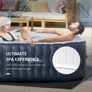 EasyComfort Spa Idromassaggio Gonfiabile con 108 Getti e Riscaldamento 40°C, per 4-6 Persone, 180x180x68cm, Blu Scuro