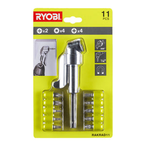 Rakrad11-Kit Snodo Angolare Esagonale Magnetico Per Trapani Avvitatori Con 10 Punte A Inserti-Ryobi