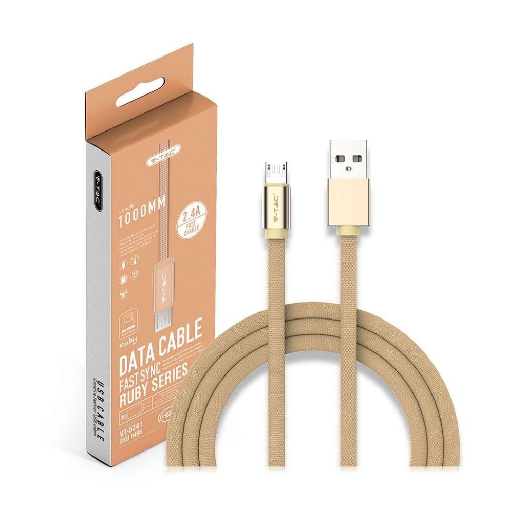 1 m Micro USB Cable Gold - Serie Ruby