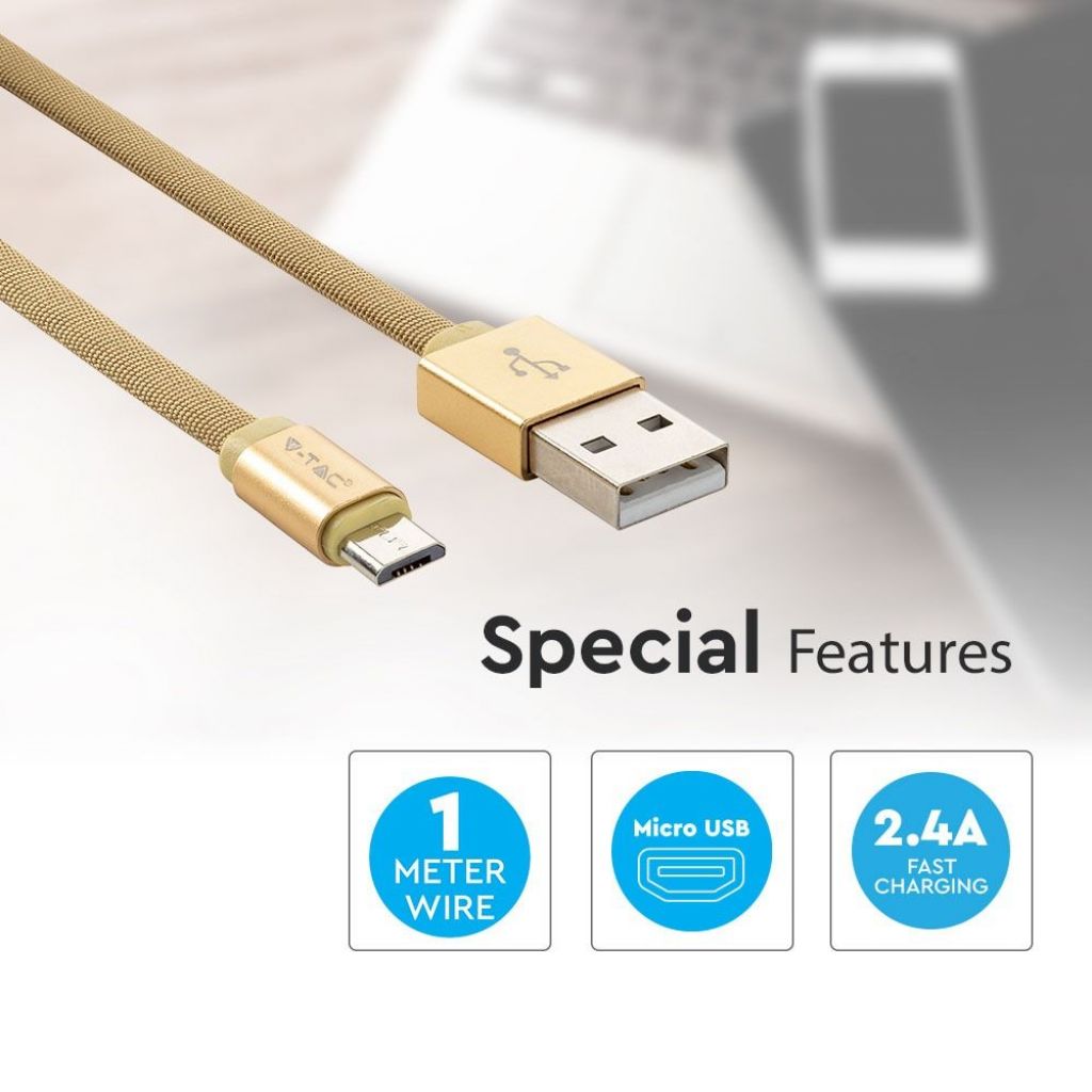 1 m Micro USB Cable Gold - Serie Ruby