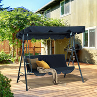 Easycomfort Dondolo da Giardino 3 Posti con Tetto Parasole Regolabile e Struttura in Acciaio, 172x110x153cm, Nero