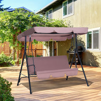 Easycomfort Dondolo da Giardino 3 Posti con Tetto Parasole e Struttura in Acciaio, 172x110x153cm, Marrone