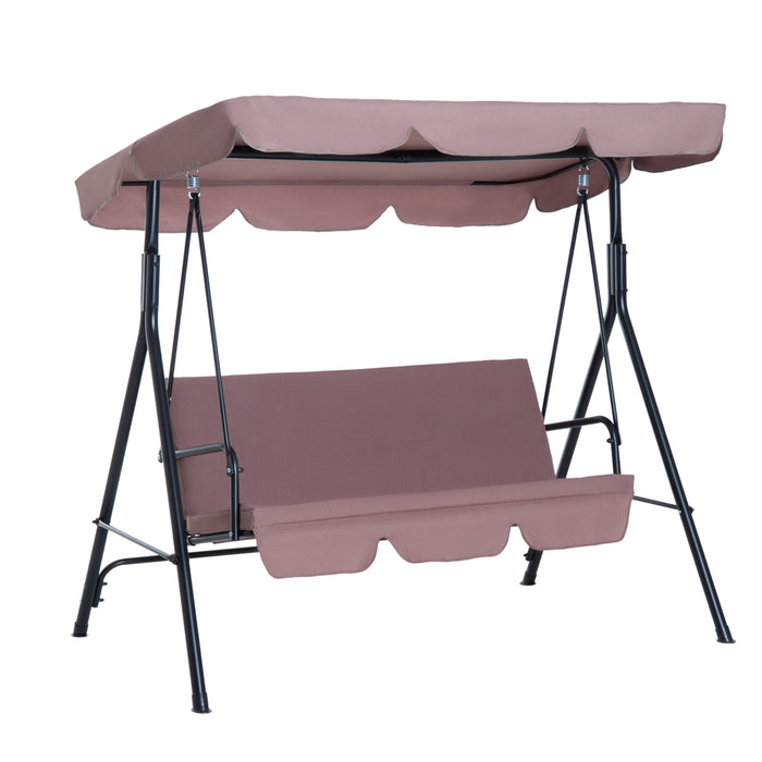 Easycomfort Dondolo da Giardino 3 Posti con Tetto Parasole e Struttura in Acciaio, 172x110x153cm, Marrone