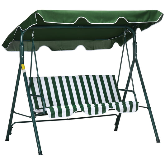 Easycomfort Dondolo da Giardino 3 Posti in Acciaio e Teslin con Tetto Parasole, 172x110x153 cm, Bianco e Verde