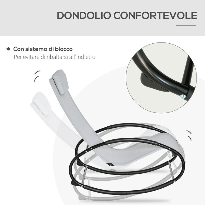 EasyComfort Sedia a Dondolo da Giardino Zero Gravity, Sdraio da Giardino Ergonomica con Cuscino e Tessuto Traspirante per Interno ed Esterno, Grigia