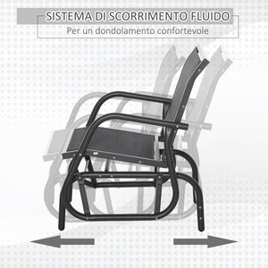 EasyComfort Sedia a Dondolo da Giardino in Metallo e Seduta in Tessuto Traspirante, 75x66x85cm Nero e Grigio Scuro