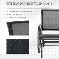 EasyComfort Sedia a Dondolo da Giardino in Metallo e Seduta in Tessuto Traspirante, 75x66x85cm Nero e Grigio Scuro