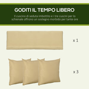 EasyComfort Dondolo da Giardino 3 Posti in Acciaio e Poliestere con Tetto Inclinabile e Cuscini, 190x120x178 cm