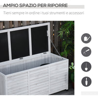 Easycomfort Panca Contenitore in Legno di Abete, Cassapanca da Esterno con Piedini Antiscivolo 127x56x60cm, Bianco