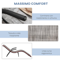 EasyComfort Lettino Prendisole Pieghevole Ergonomico da Esterno in Metallo e Tessuto a Rete, 170x62x68cm, Grigio