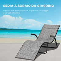 EasyComfort Lettino Prendisole Pieghevole Ergonomico da Esterno in Metallo e Tessuto a Rete, 170x62x68cm, Grigio