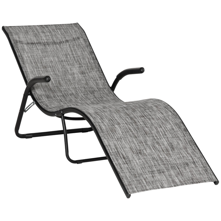 EasyComfort Lettino Prendisole Pieghevole Ergonomico da Esterno in Metallo e Tessuto a Rete, 170x62x68cm, Grigio