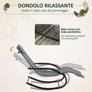 Sedia a Dondolo Zero Gravity da Giardino 63x160x88 cm in Metallo e Texteline Grigio