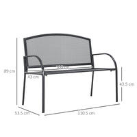 EasyComfort Panchina da Giardino 2 Posti in Acciaio con Braccioli, 110.5x53.5x89cm, Grigio