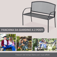 EasyComfort Panchina da Giardino 2 Posti in Acciaio con Braccioli, 110.5x53.5x89cm, Grigio