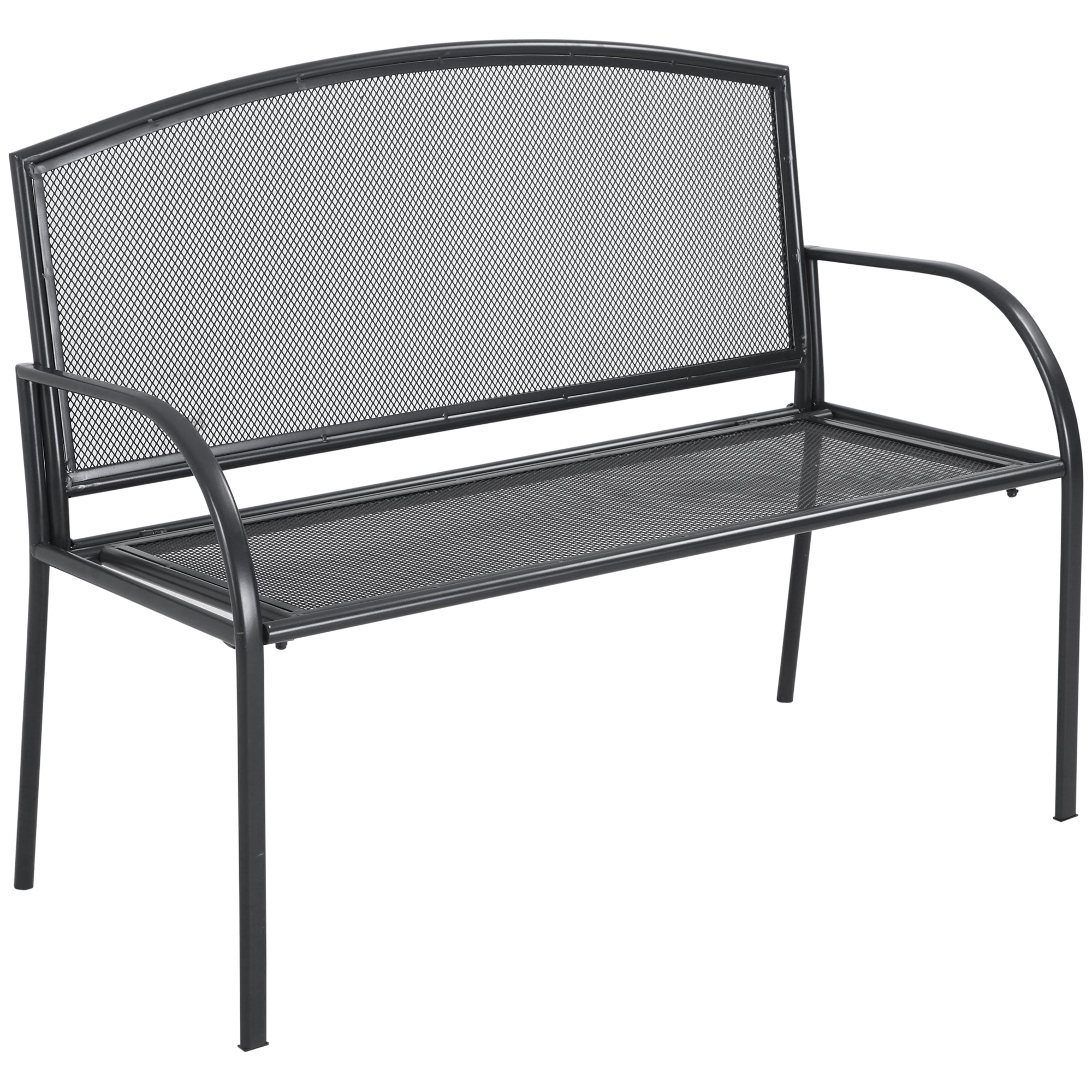 EasyComfort Panchina da Giardino 2 Posti in Acciaio con Braccioli, 110.5x53.5x89cm, Grigio