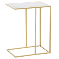 EASYCOMFORT  Tavolino da Salotto con Piano Effetto Marmo e Base in Metallo, 48x30.5x61cm, Bianco e Oro