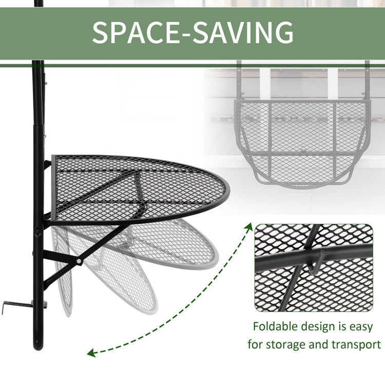 Tavolino da Ringhiera Pieghevole 60x60x57-72 cm in Metallo Nero