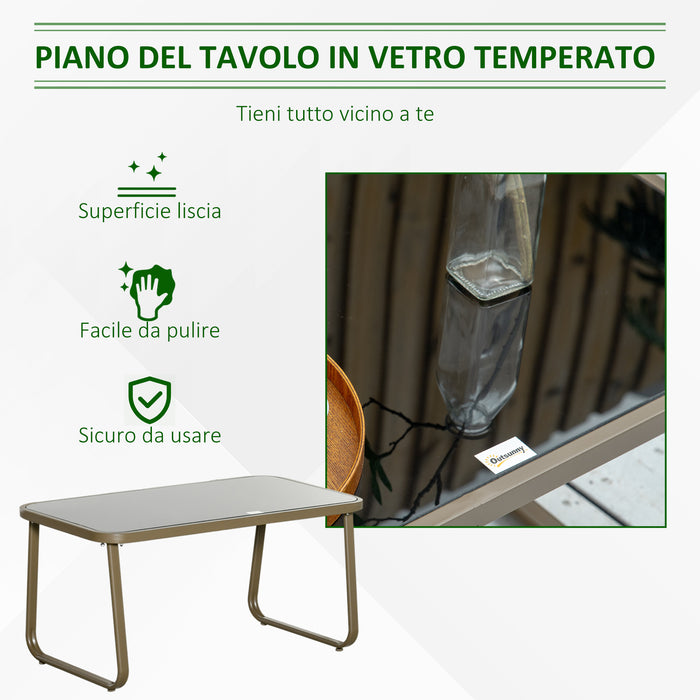 EasyComfort Set da Giardino 4 Pezzi con 2 Sedie, 1 Divanetto e 1 Tavolino da Caffè, Kaki