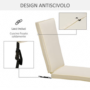 EasyComfort Cuscino per Lettino Prendisole con Rivestimento Poliestere Sfoderabile, 188x53x8cm, Bianco Crema