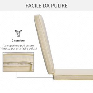 EasyComfort Cuscino per Lettino Prendisole con Rivestimento Poliestere Sfoderabile, 188x53x8cm, Bianco Crema