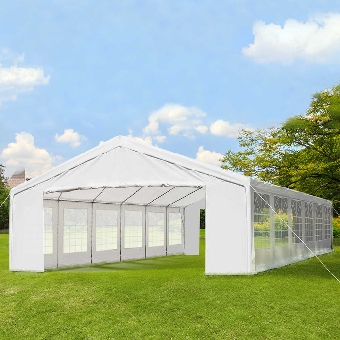 EASYCOMFORT  Tendone da Giardino con Pareti Removibili, in Acciaio e PP, 12x6x3.2m, Bianco