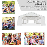 EASYCOMFORT  Tendone da Giardino con Pareti Removibili, in Acciaio e PP, 12x6x3.2m, Bianco