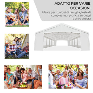 EASYCOMFORT  Tendone da Giardino con Pareti Removibili, in Acciaio e PP, 12x6x3.2m, Bianco